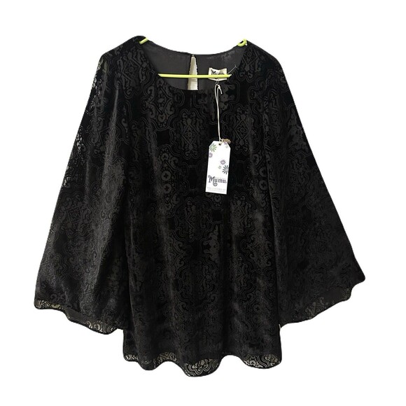 NEW Show Me Your Mumu Size Medium Black Velvet Burnout Bell Sleeve Mini Dress - Picture 3 of 9